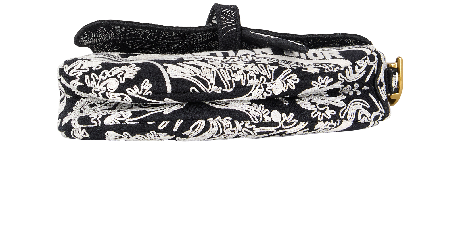 Embroidered Saddle Bag, &pound;1,800, Handbags, Black/White, Canvas, Top view